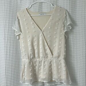 Abbeline Dotted Swiss Ruffle Blouse Cream South Moon Under
